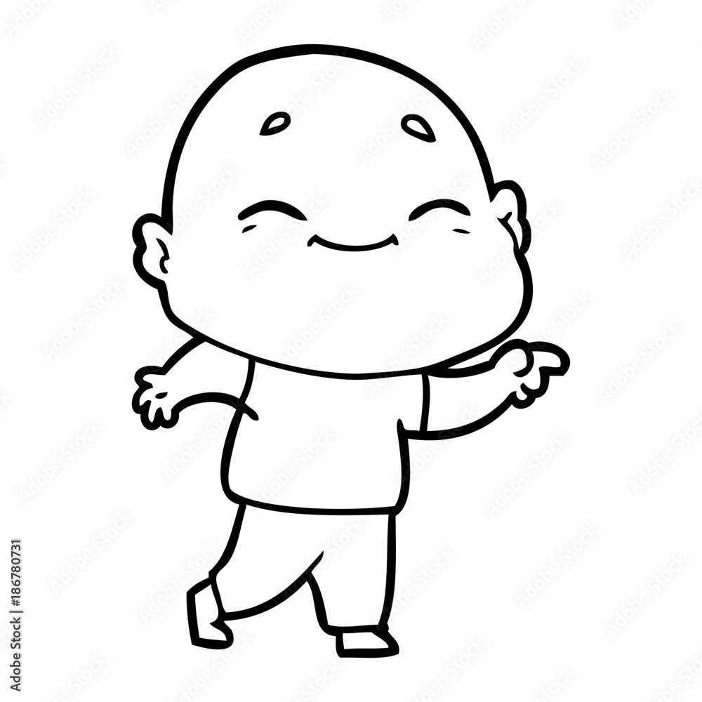 cartoon happy bald man