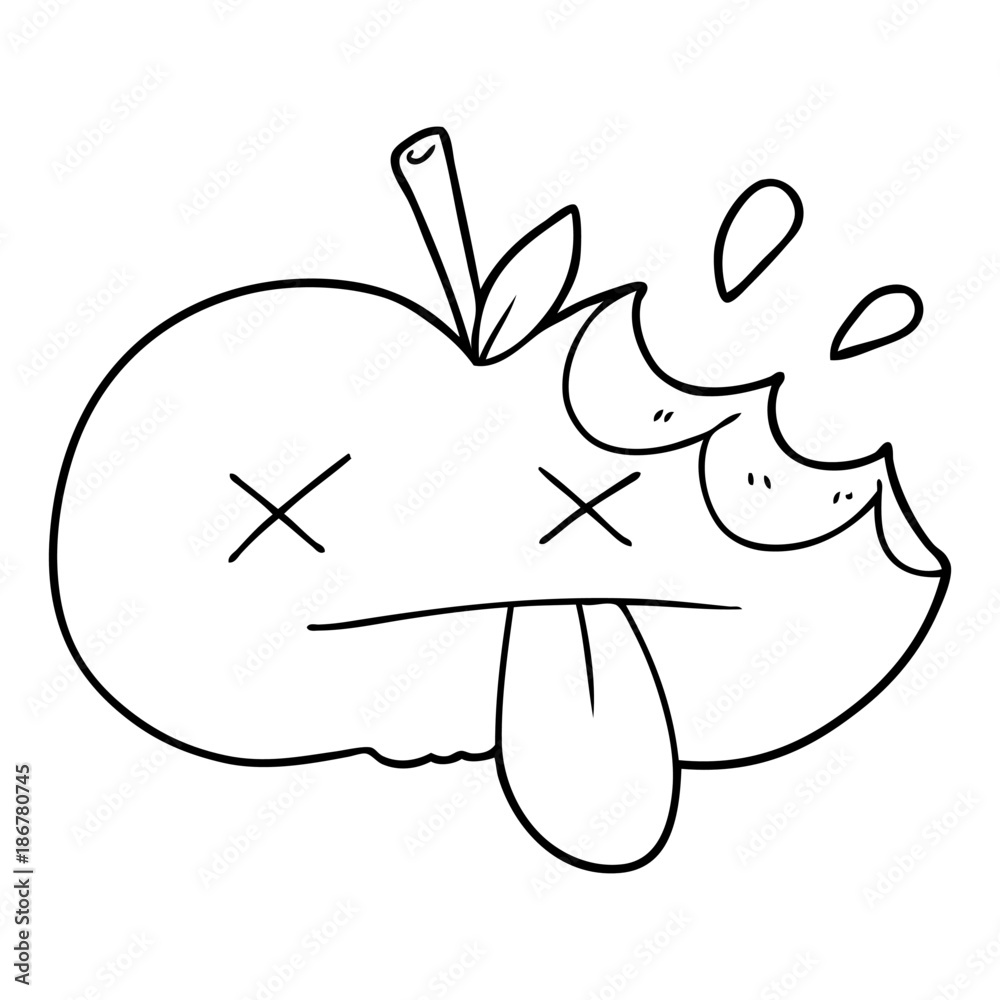 Obraz premium cartoon bitten apple