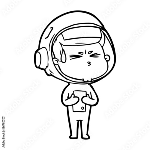 cartoon stressed astronaut