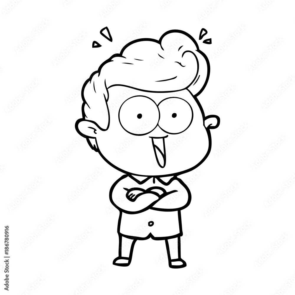 cartoon excited man