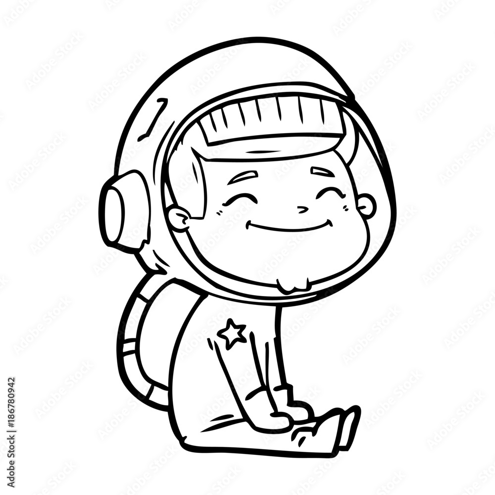 happy cartoon astronaut