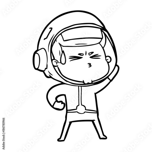 cartoon stressed astronaut