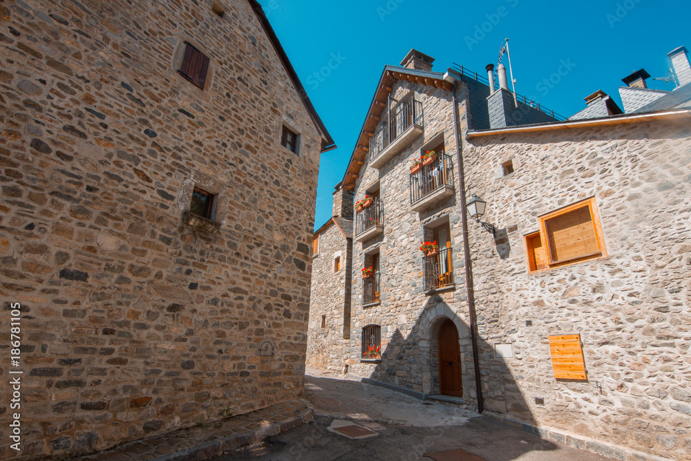 village houses Sallent de Gallego in Huesca Spain