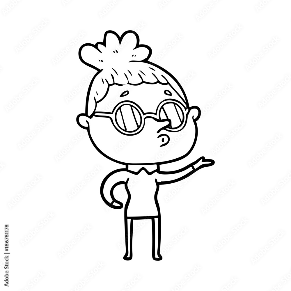 cartoon woman wearing glasses