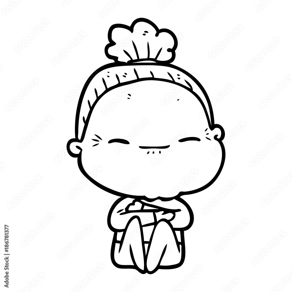 cartoon peaceful old woman