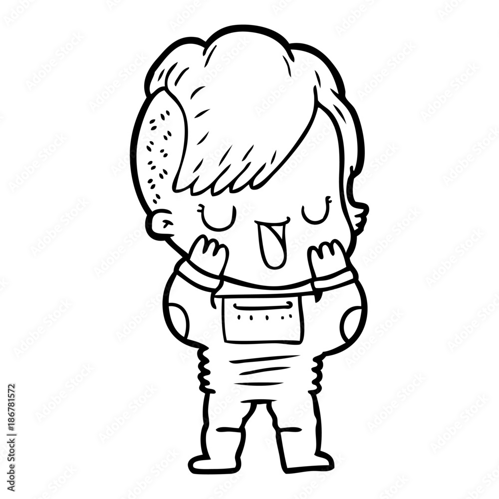 Fototapeta premium cute cartoon girl with hipster haircut