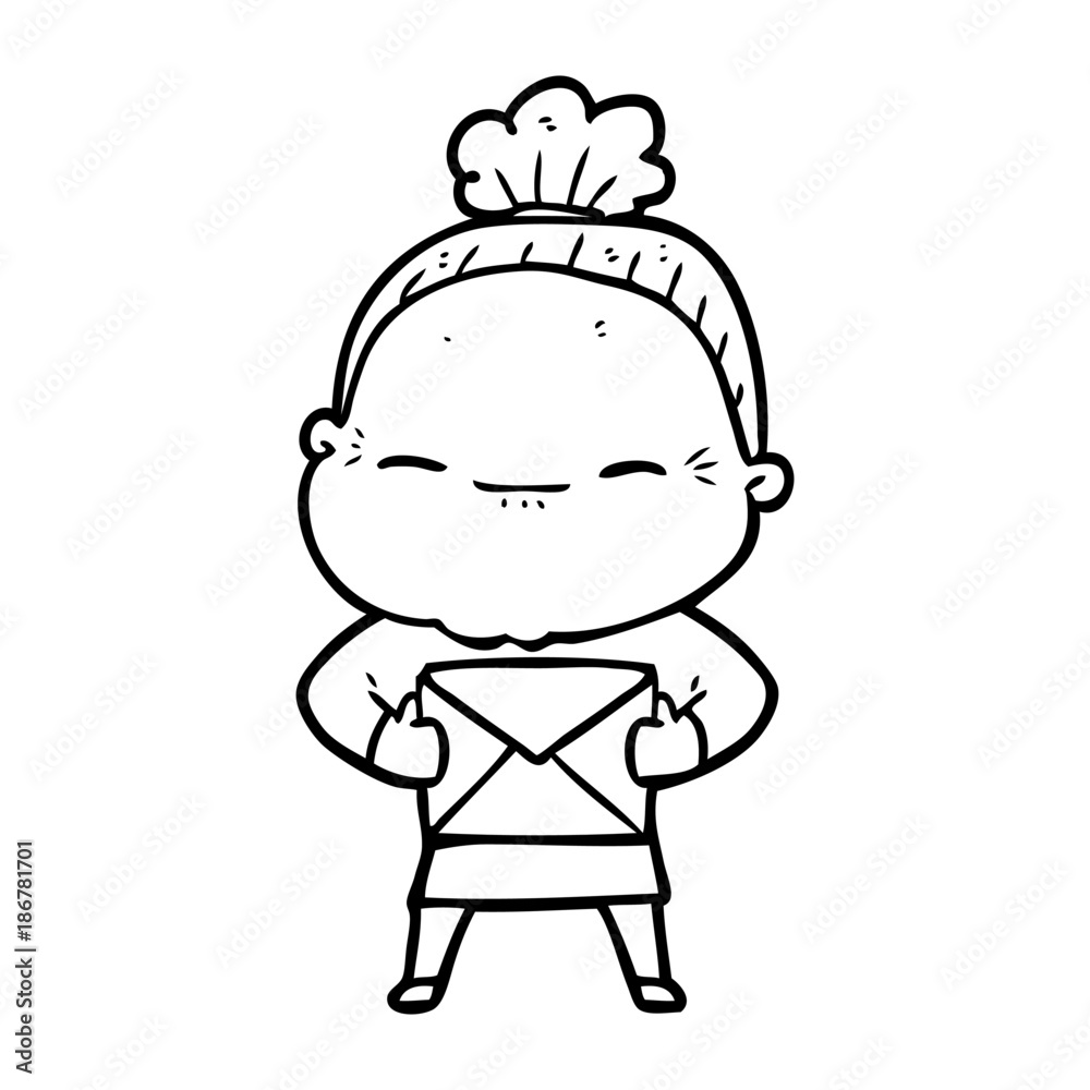 cartoon peaceful old woman