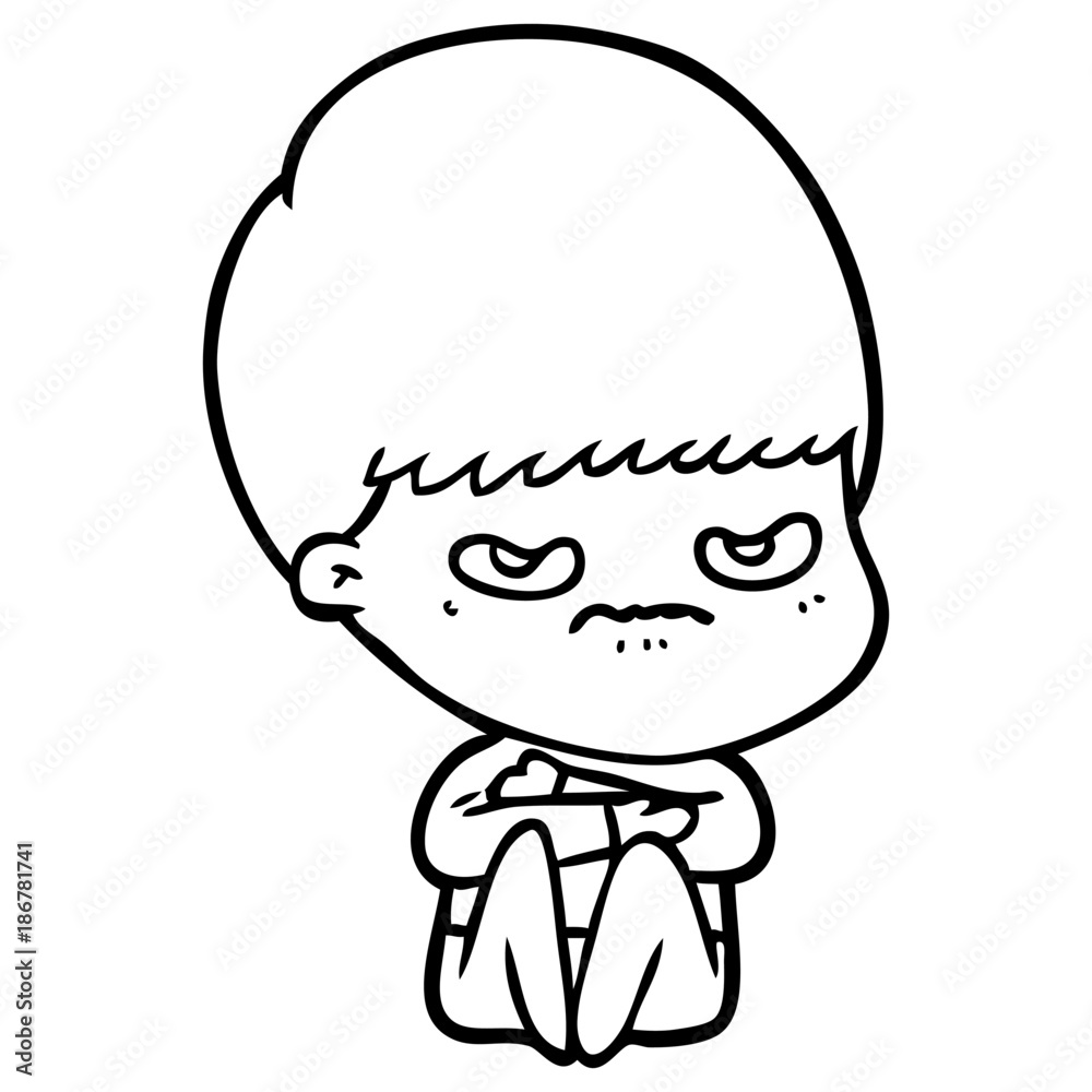 cartoon angry boy sitting cartoon angry boy sitting