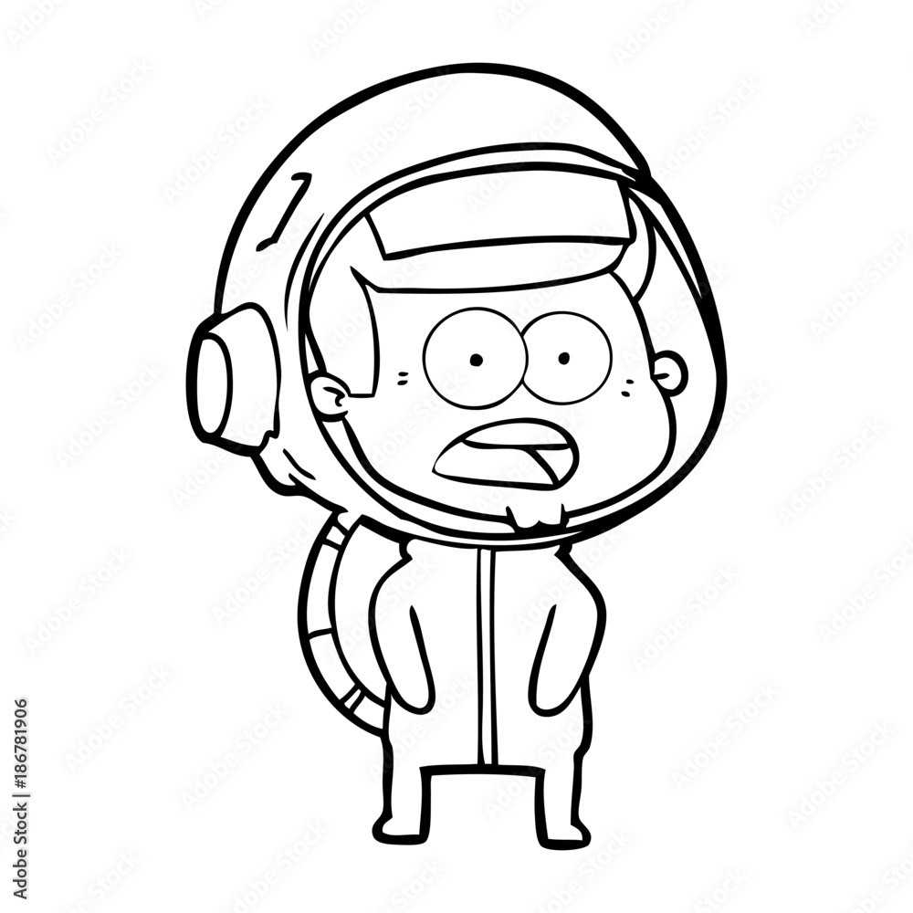 cartoon surprised astronaut