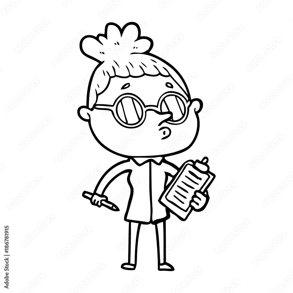 cartoon woman wearing glasses