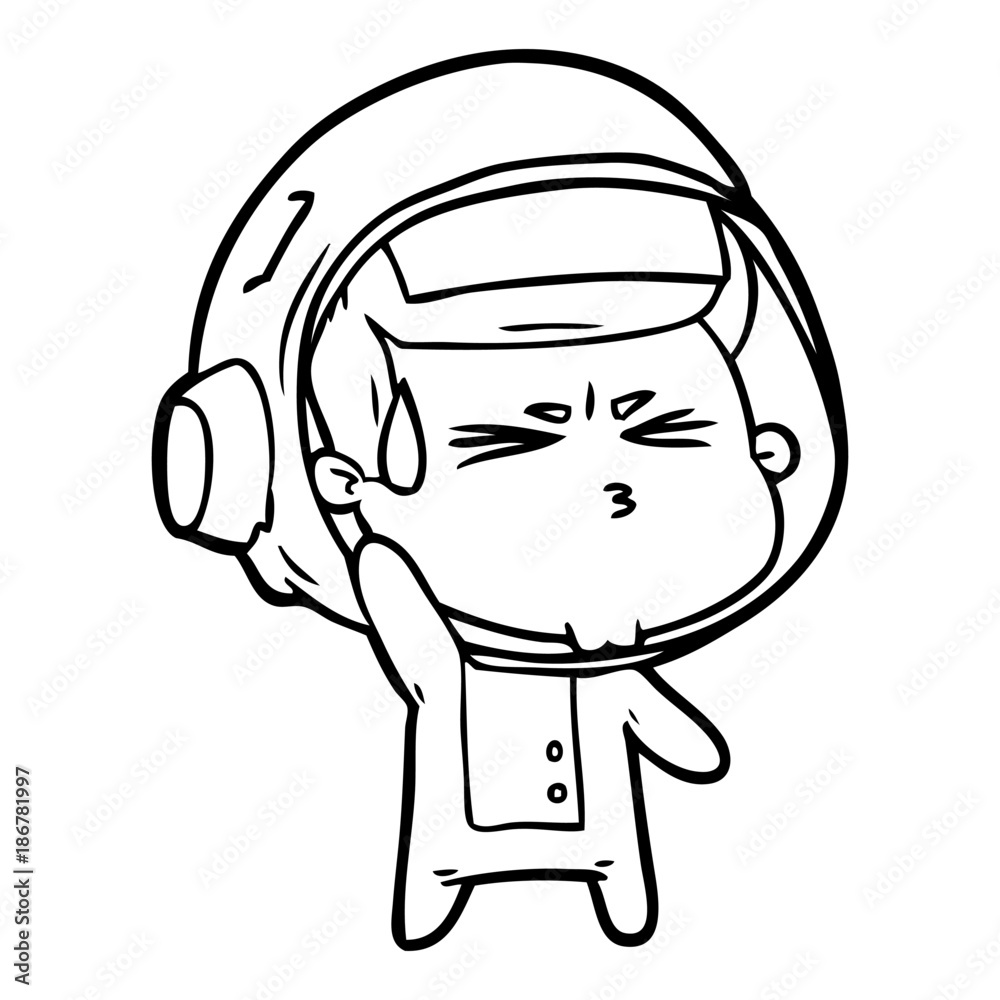 Obraz premium cartoon stressed astronaut