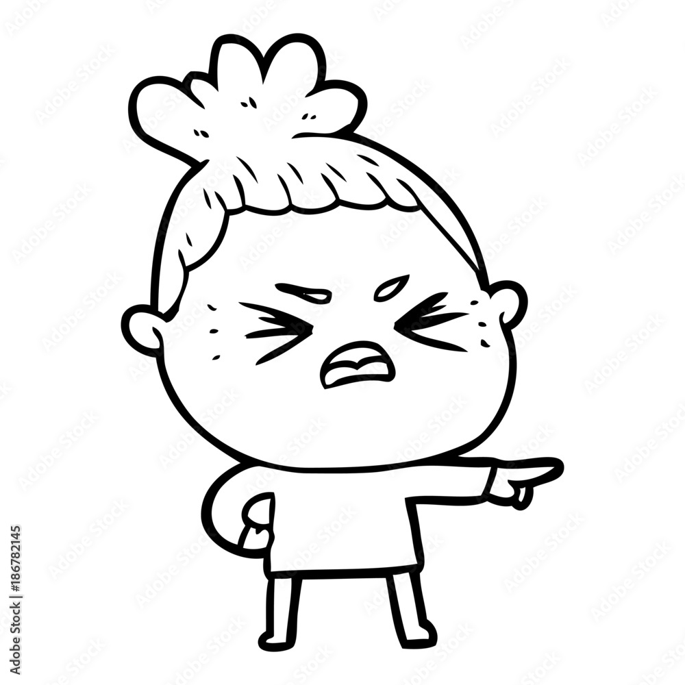 cartoon angry woman