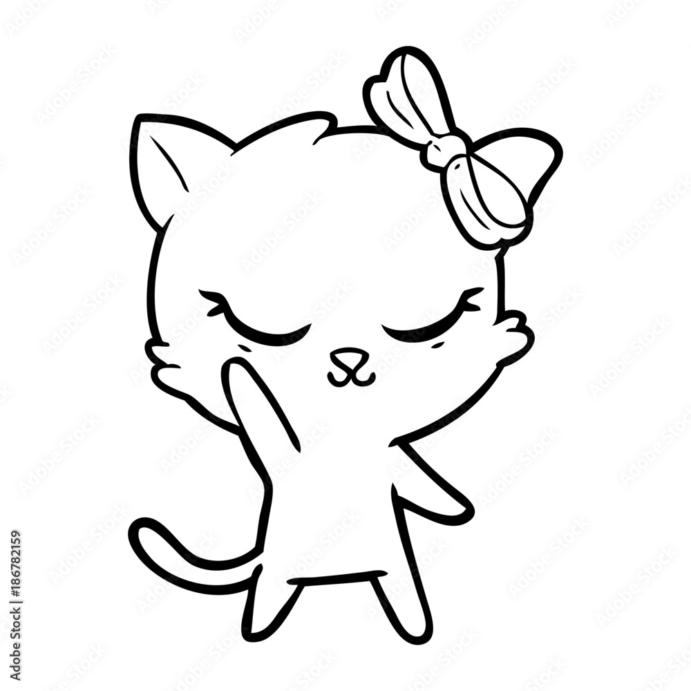 cute cartoon cat with bow cute cartoon cat with bow