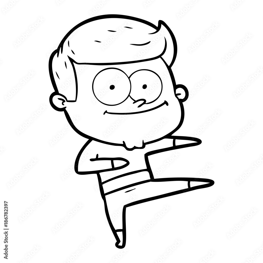 cartoon happy man dancing