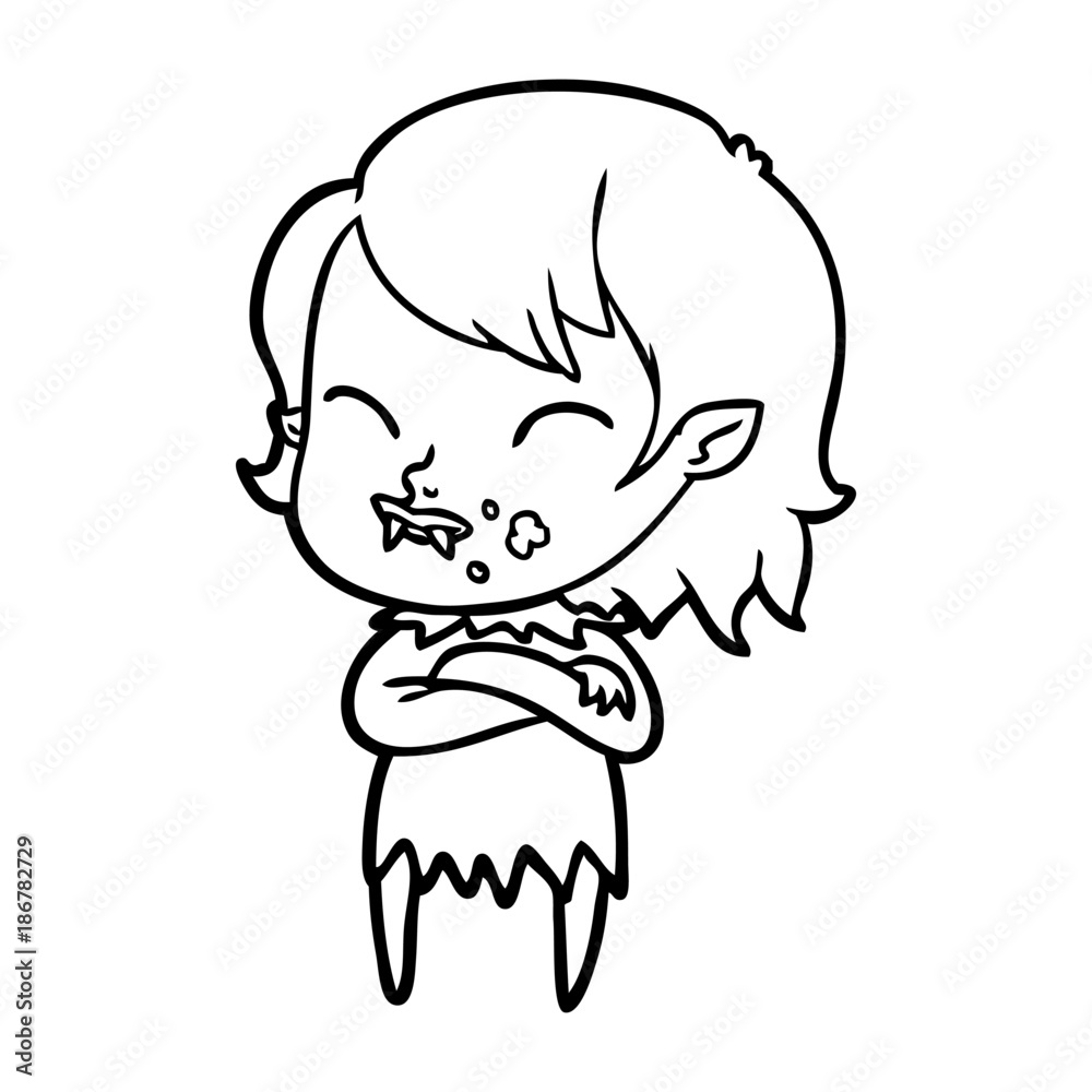 cartoon vampire girl with blood on cheek cartoon vampire girl with blood on cheek