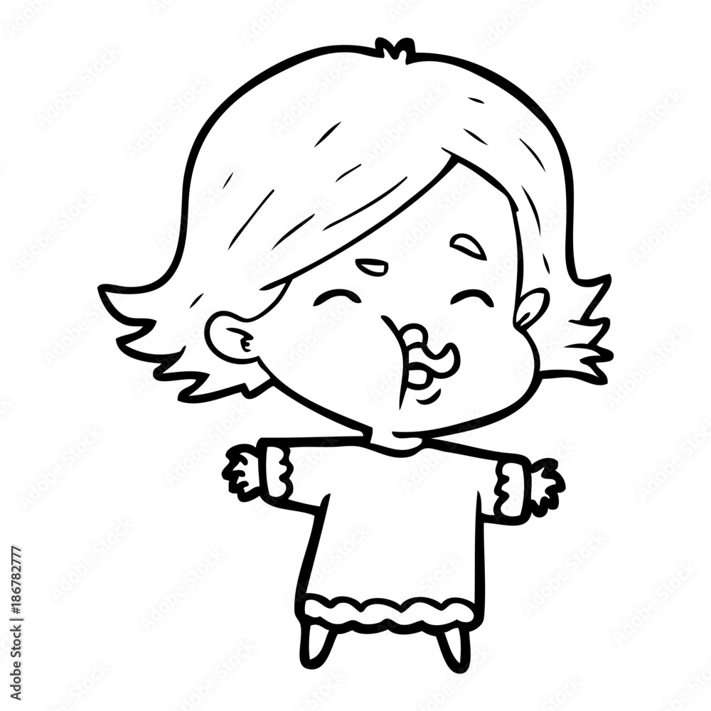 cartoon girl pulling face
