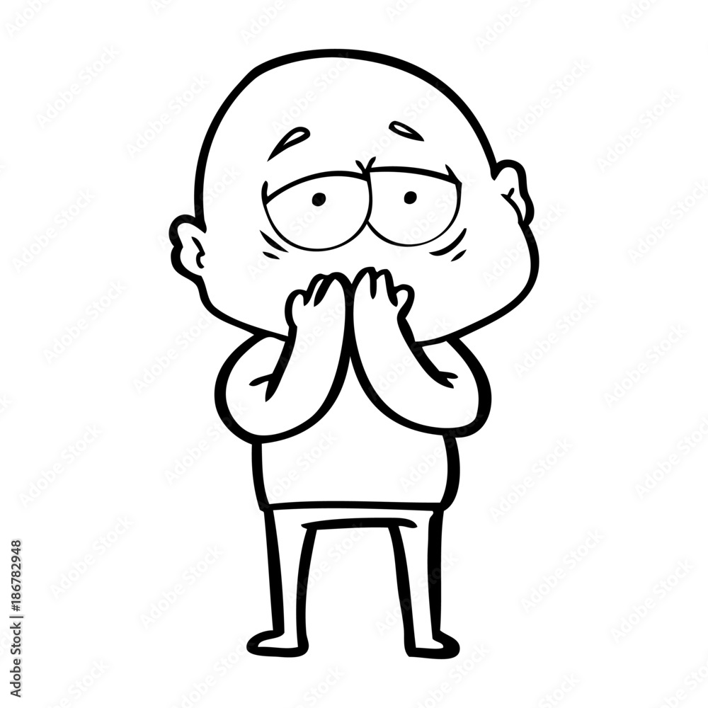 Obraz premium cartoon tired bald man