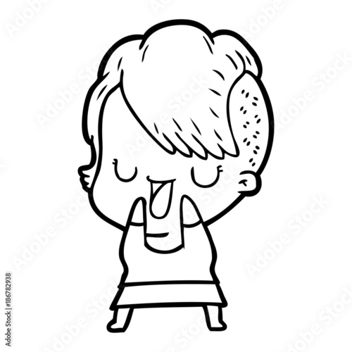 cute cartoon girl with hipster haircut