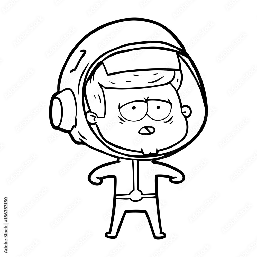 cartoon tired astronaut