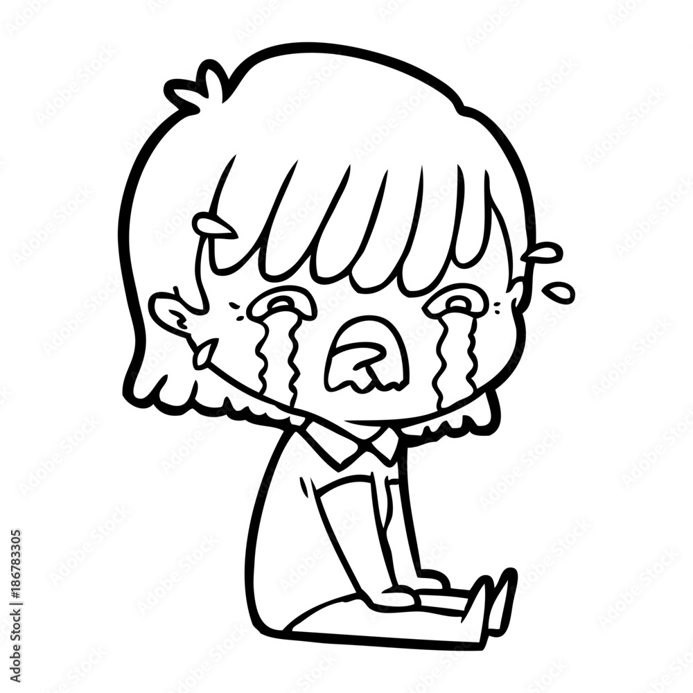 cartoon girl crying