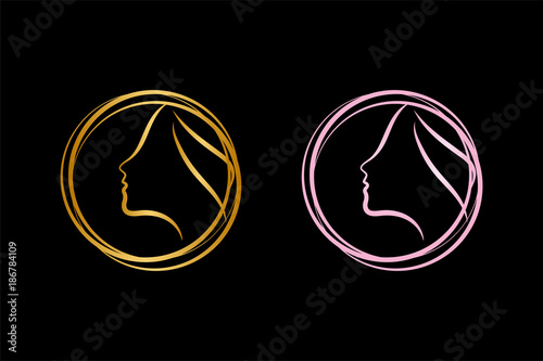 Abstract and elegant woman logo design concept