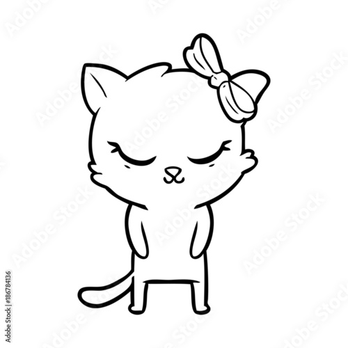 cute cartoon cat with bow © lineartestpilot