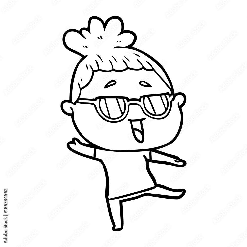 Fototapeta premium cartoon happy woman wearing spectacles