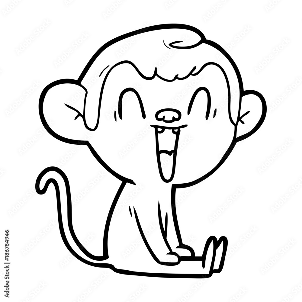 Fototapeta premium cartoon laughing monkey