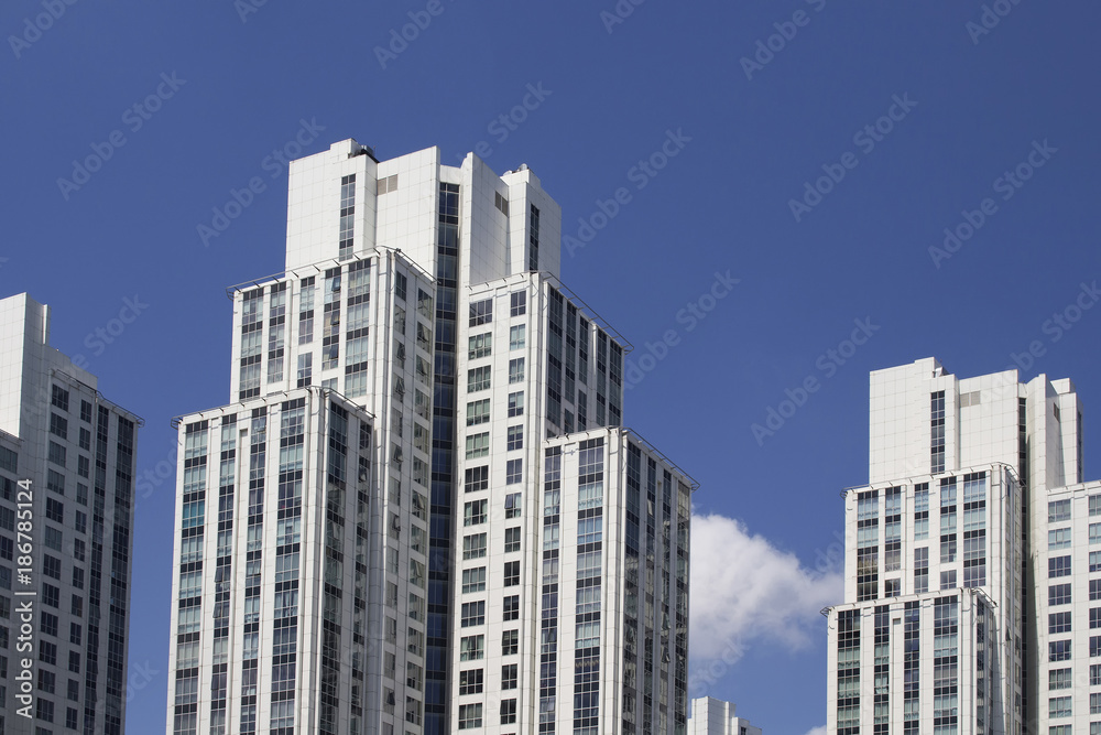 View of modern residential buildings.