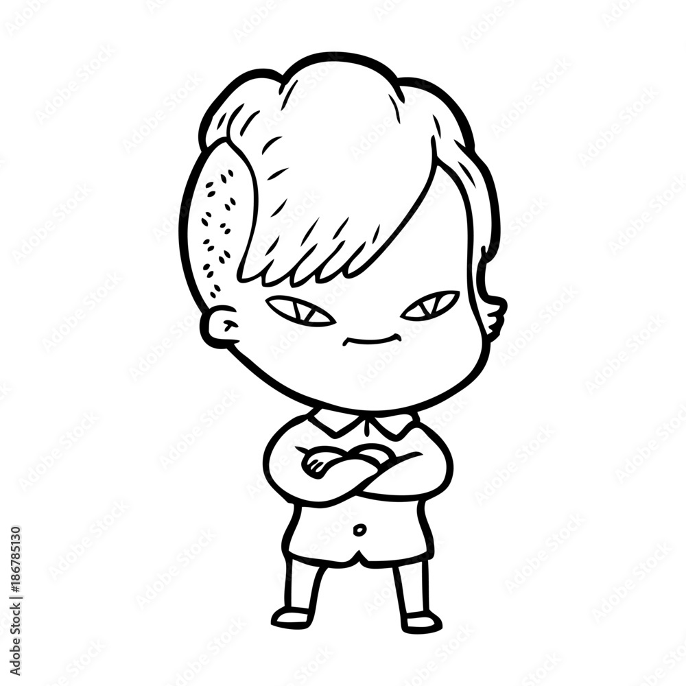 cute cartoon girl with hipster haircut cute cartoon girl with hipster haircut
