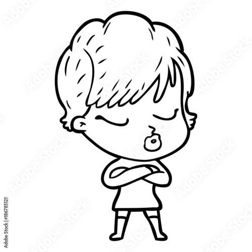cartoon woman with eyes shut
