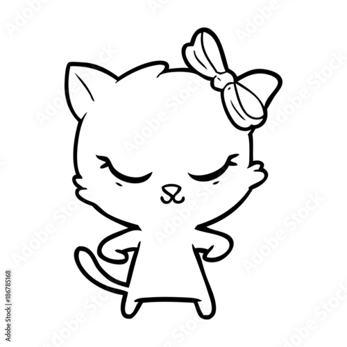 cute cartoon cat with bow