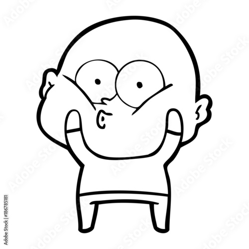 cartoon bald man staring