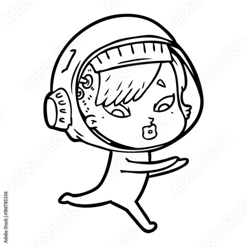 cartoon astronaut woman