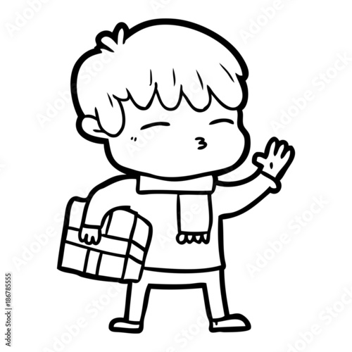 cartoon curious boy