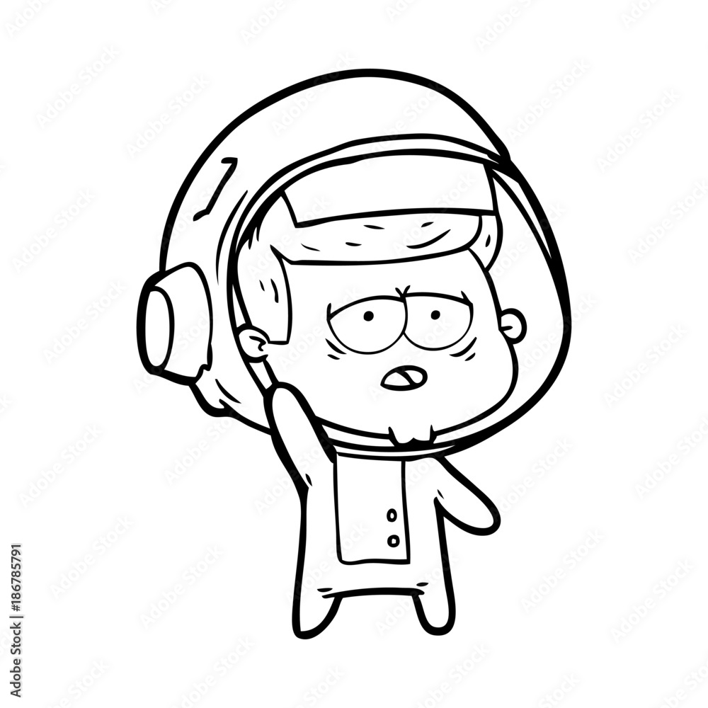 cartoon tired astronaut