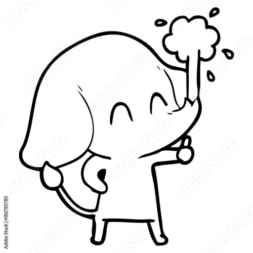 cute cartoon elephant spouting water