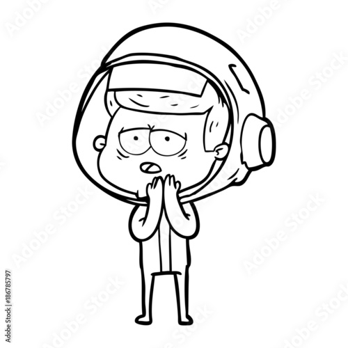 cartoon tired astronaut