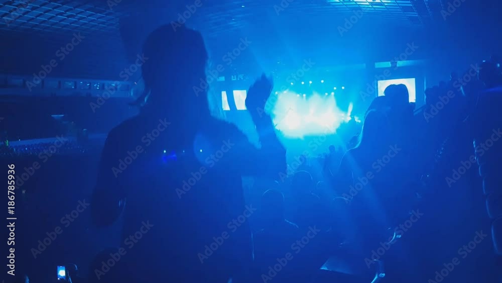 Female teenager dancing at a concert hall, youth having fun and partying Female teenager dancing at a concert hall, youth having fun and partying