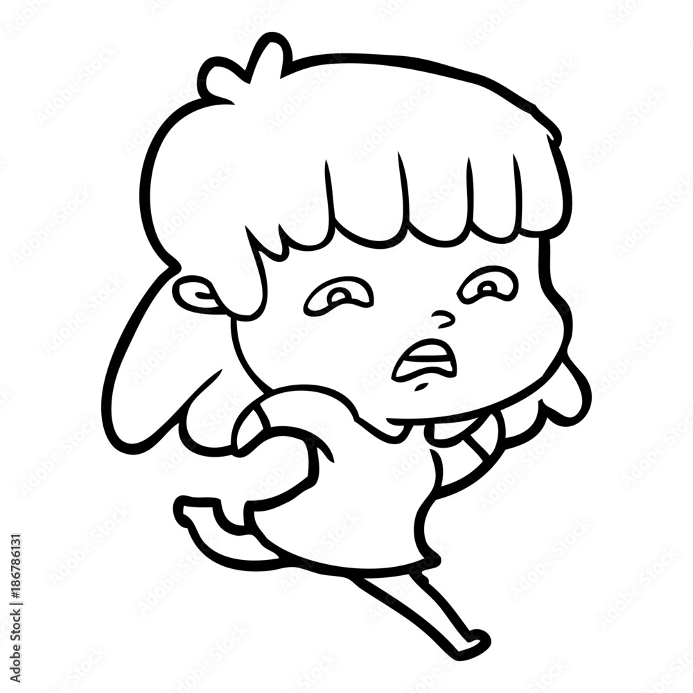 Fototapeta premium cartoon worried woman