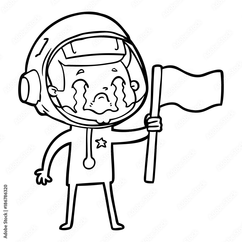 Obraz premium cartoon crying astronaut