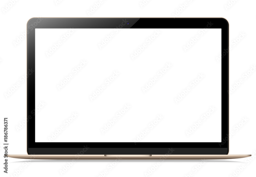 Laptop with blank screen on isolated white background, To present your application design Laptop with blank screen on isolated white background, To present your application design