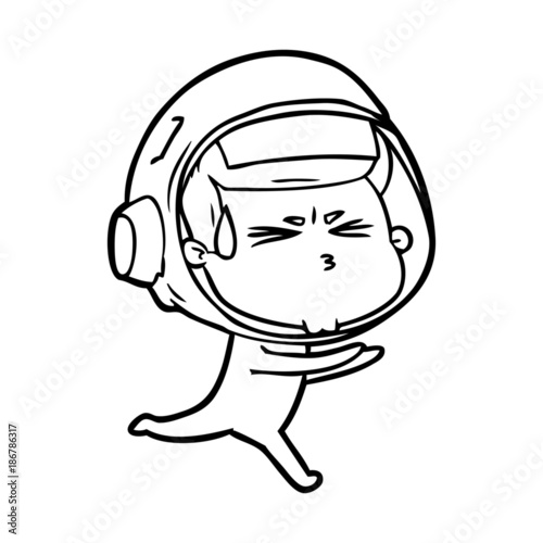 cartoon stressed astronaut