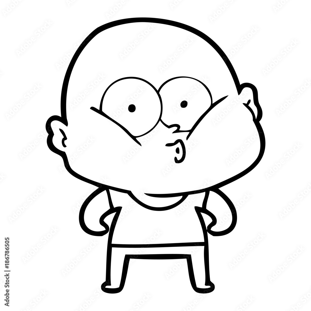 cartoon bald man staring