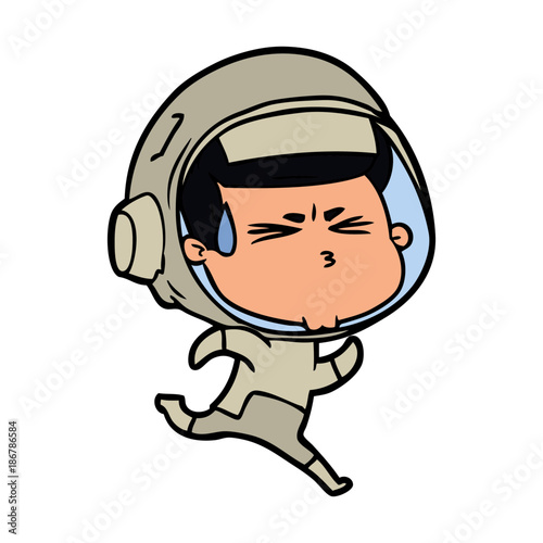 cartoon stressed astronaut