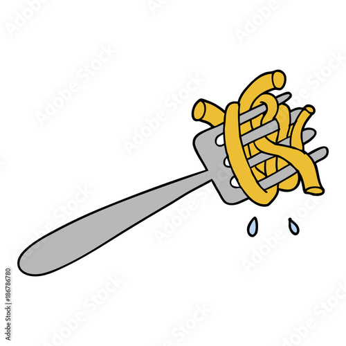 cartoon spaghetti on fork
