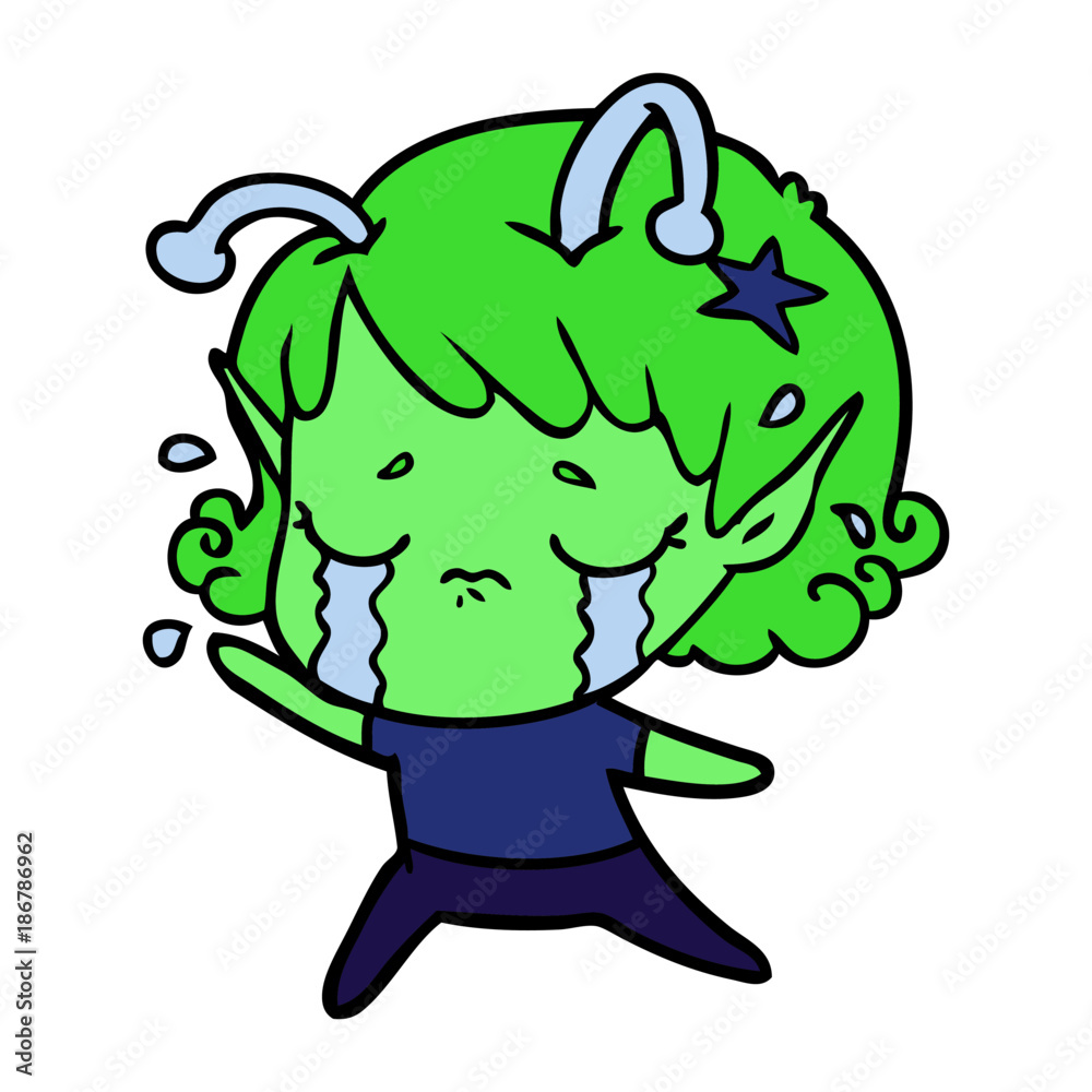 cartoon crying alien girl cartoon crying alien girl