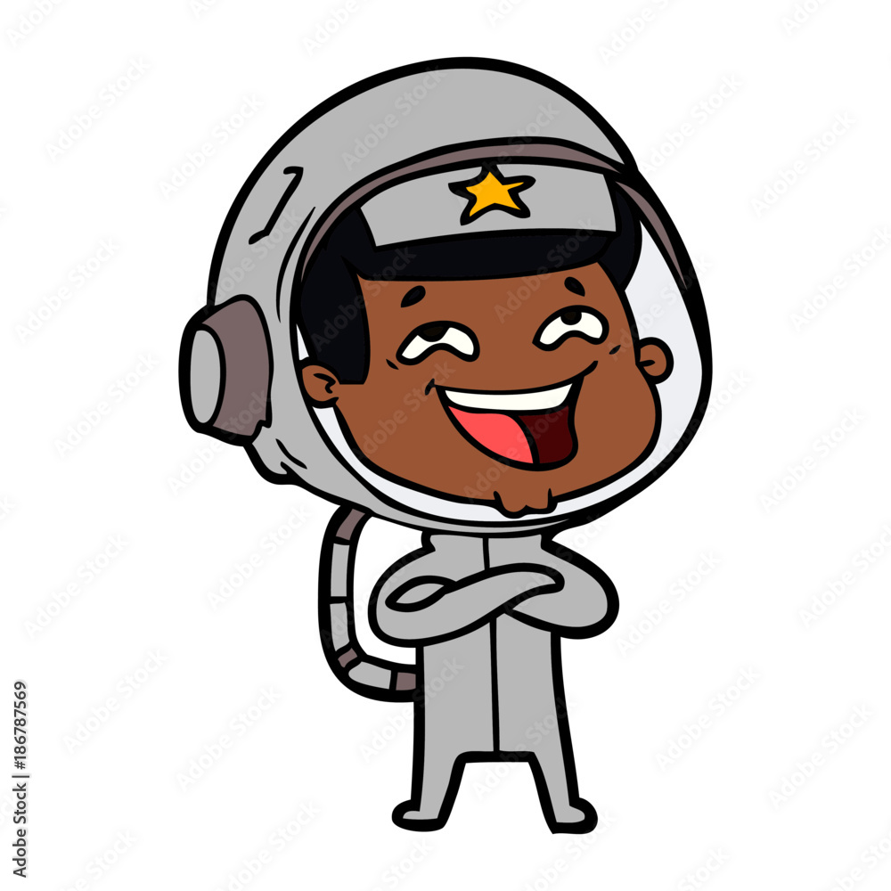 cartoon laughing astronaut