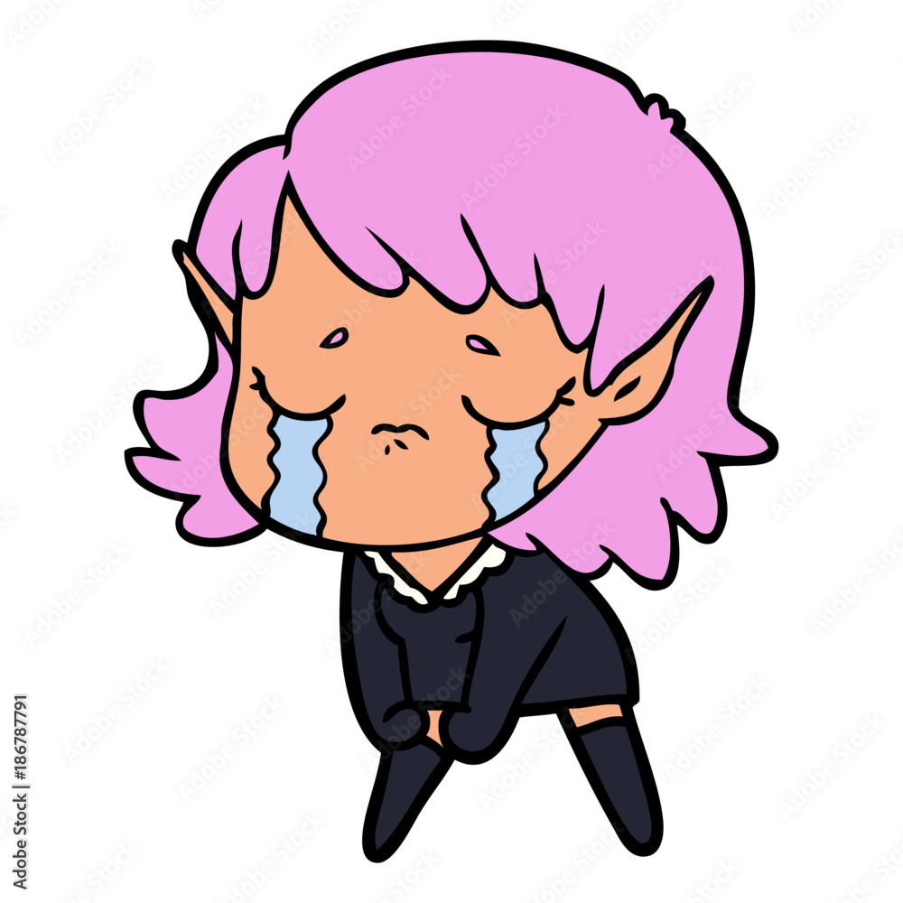 cartoon crying elf girl cartoon crying elf girl