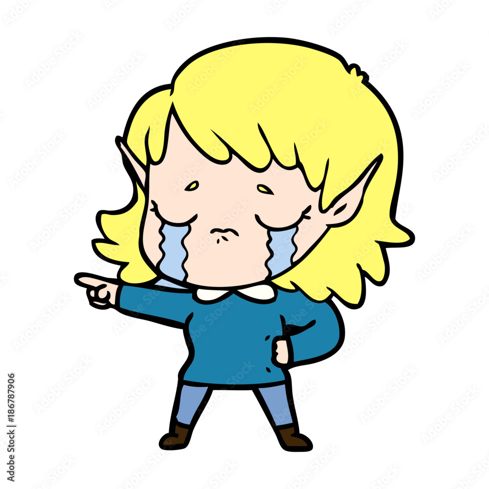 cartoon crying elf girl cartoon crying elf girl